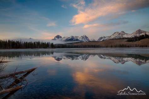 Idaho, South Central, Stanley. Little Redfish Lake on a November morning.